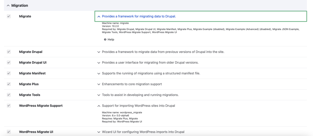 drupal modules for migration 